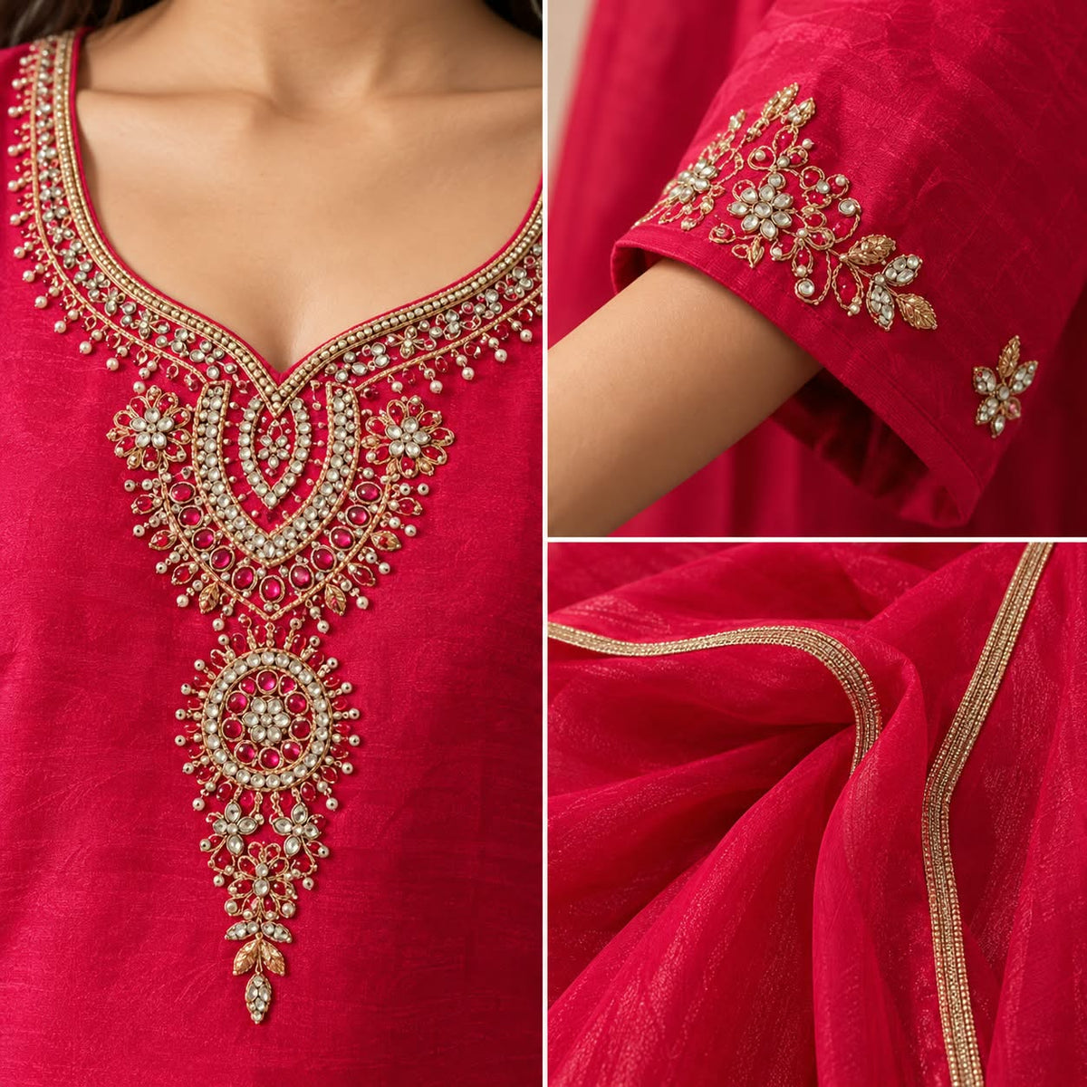 Festive Rani Pink Sharara Suit Set with Elegant Zari & Sequin Work